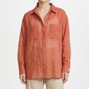 Orange Levi's see through size xs button-up shirt with a relaxed fit clothing